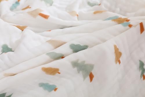 Image of Ultra Soft 6-Layer Muslin Baby Blanket 43 inchx43 inch Breathable Cotton Swaddle Blankets for Babies Toddlers Newborn Birthday Gift All Seasons Green Christmas Tree