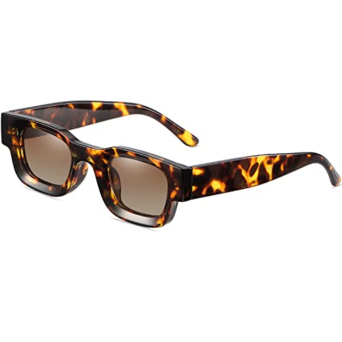 Image of AIEYEZO Modern Thick Rectangle Sunglasses for Women Men 90s Retro Chunky Square Polarized Sun Glasses UV400 Protection