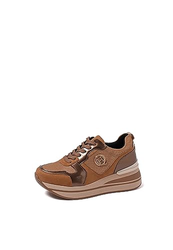 Materiali e caratteristiche: sneakers donna con tomaia in ecopelle, fodera in tessuto, chiusura stringata con lacci, suola in gomma, altezza della suola di 6 cm, altezza del plateu di 3 cm, soletta estraibile