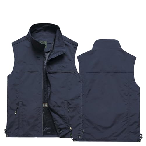 Men's Lightweight Quick Dry Outdoor Multi Pockets Fishing Vest, Casual Utility Zip Reversible Sleeveless Vest Hunting Photo