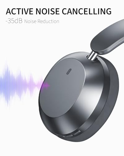 Image of Wentronic Y04 Bluetooth 5.3 Wireless Over-Ear Headphones with Active Noise Cancelling & Hi-Res Sound, 48H Playtime, Soft Comfort Earcups - Travel, Office & Home - iOS, Android & PC -Grey
