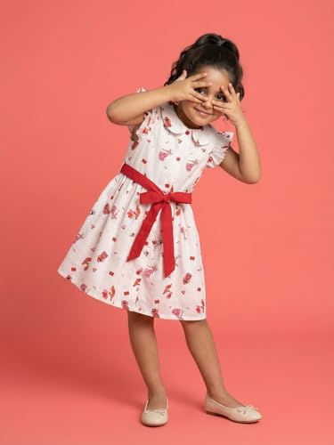 Image of Nautinati Girls A-Line Printed Dress with Puff Sleeves | Age 2-10 Years