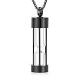 EternityMemory Hourglass Urn Necklace Cremation Jewelry Pendants for Women Men +Gift Box+Fill Kits (Black)