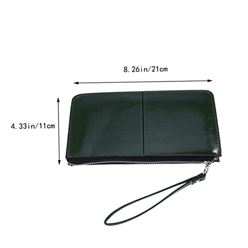 SAFIGLE Women Zipper Clutch Wallet High Capacity Mobile Handbag Holder Dark Green Secure Phone Card Storage Stylish Envelope Purse for Everyday Use2