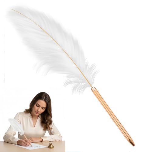 Luxorium 1 Stylo Plume Mariage Blanc Fantaisie Doré Stylo Bille Original Rechargeable pour Signature Cadeau Bureau