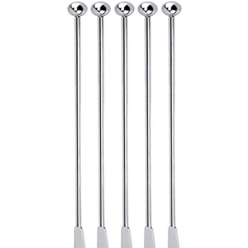 -J 5 pezzi riutilizzabili Swizzle Sticks caffè agitatori bevande bastoncini in acciaio inox Swizzle Sticks argento dritto asta frullatore