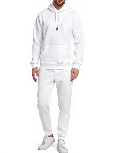 LINMYZAI White Men's Tracksuits 2 Piece Outfits Fashion Jogging Sweatsuit