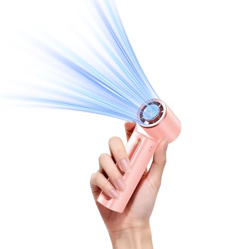 Image of DRORION Portable Mini Fan with Ice Cooling Function, 199 Speed Adjustable Handheld Fan, Rechargeable Personal Fan with Digital Display, Quiet Desk Fan for Travel, Office, Outdoor, Summer,Pink