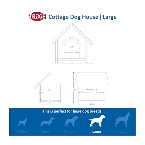 TRIXIE wetterfestes und frei justierbares Hundehaus'natura Hundehütte Cottage Satteldach, L: 96 × 105 × 112 cm, braun'- 39533