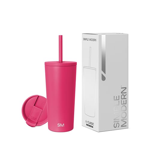 Image of Simple Modern Insulated Tumbler with Lid and Straw | Iced Coffee Cup Reusable Stainless Steel Water Bottle Travel Mug | Gifts for Women Men Her Him | Classic Collection | 20oz | Berry Twist