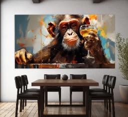 Tableau abstrait sur toile de singe avec cocktail pour décorer un bar