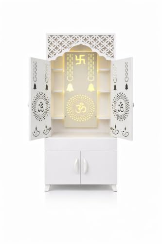 Image of MATTERHORN Ananta Pious Engineered Wood Pooja Mandir|Temple for Home|Office|Temple, Floor Mounted for Office and Shops(Qty-1, Teak Brown, MOHT-17003, 1490mmx600mmx350mm)