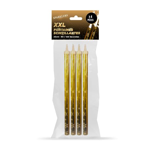 SPARKLERS CLUB Fontaines à Gateaux Scintillantes XXL 24cm - Lot de 4 - durée 90/100 Secondes pour Gateaux et Bouteilles de Champagne, Bougie lumineuse...