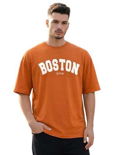 Image of LEOTUDE Men's Half Sleeve Round Neck Cottonblend Graphic Print Oversized Tshirt for Man