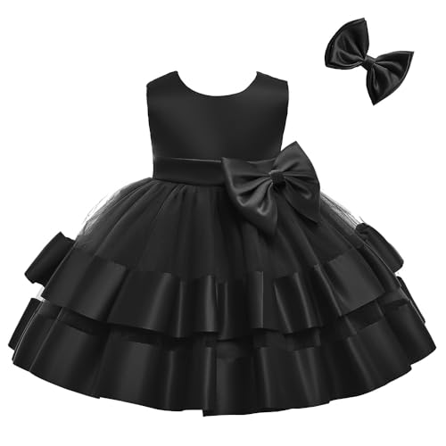 AIMJCHLD 0-6T Baby Girls V Backless Flower Dress Pageant Party Wedding Gown Dresses with Hair Bow3