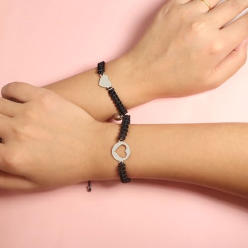 Image of First Day of Kindergarten Pre K Gifts for Mother Daughter,Mommy and Me Bracelet Matching Heart Bracelets Set for 2