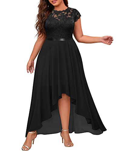 Miusol Women's Plus Size Formal Floral Retro Lace Elegant Bridesmaid Party Maxi Dress