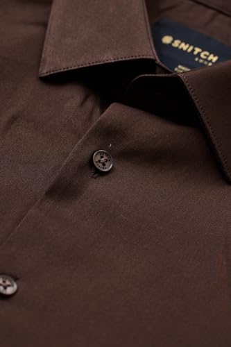 Image of SNITCH Men Formal Shirt | Slim Fit Full Sleeve Classic Collar Solid Pattern | Premium Cotton Blend & Breathable Fabric for Office