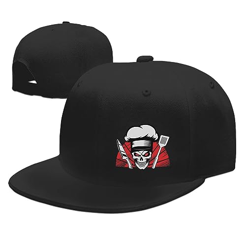 Image of Snapback Hats for Men Flat Bill Black Mens Baseball Cap Brim Snap Back Adjustable