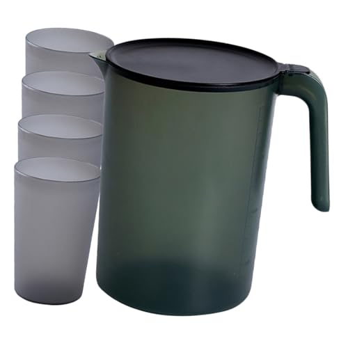 ABOOFAN 1Set Large Cold Water Pitcher with Transparent Cups Juice Jug with Lid for Parties Home Office Outdoor Use Elegant Design for All Beverages