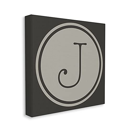 Stupell Industries Modern D Initial Elevator Key Circular Shape, Designed by Ziwei Li Canvas Wall Art, 36 x 36, Grey
