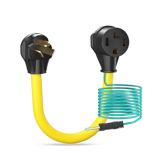 ACKING Dryer Adapter 4 Prong to 3 Prong 4P Newer Dryer to 3P Older House Dryer Convert Cord NEMA 10-30P Plug to 14-30R Receptacle 220V 30 Amp 10 AWG STW with Safety Ground Wire ETL Listed
