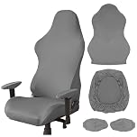 Thatyro Polyester Gaming Chair Cover Set, Stretchable Game Chair Slipcovers with 2 Armrest Covers, Scratch-Proof Gamer Desk Chair Covers for Computer Office Seat (Gray)