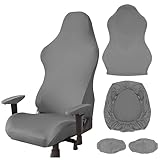 BangBoom Polyester Office Chair Cover Set, Stretchable Chair Slipcovers with 2 Armrest Covers, Scratch-Proof Desk Chair Covers for Computer Office Seat (Gray)