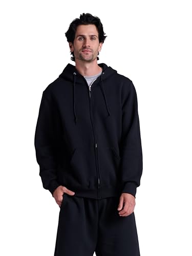 Russell Athletic Men's Dri Power Hooded Zip-up Sweatshirt, Black, Large