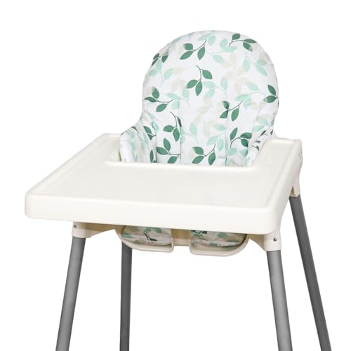 Lomgwumy for IKEA High Chair Cushion, For Antilop Cushion, High Chair Pad For IKEA Antilop Highchair, Cotton Non-Slip, Soft, Baby Sitting More Comfortable (Green Leaf)