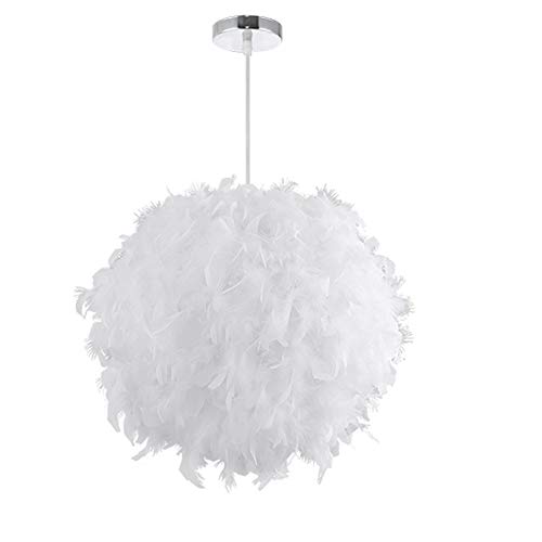 Lustre Suspension en Plume, Lustre a Plume, Diamètre 30cm E27 - Blanc