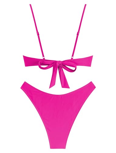 Image of ZAFUL Women High Cut Bikini Sets String Sexy Swimsuit Two Piece Underwire Bathing Suit Brazilian Cheeky Cut Out Cute Swimwear