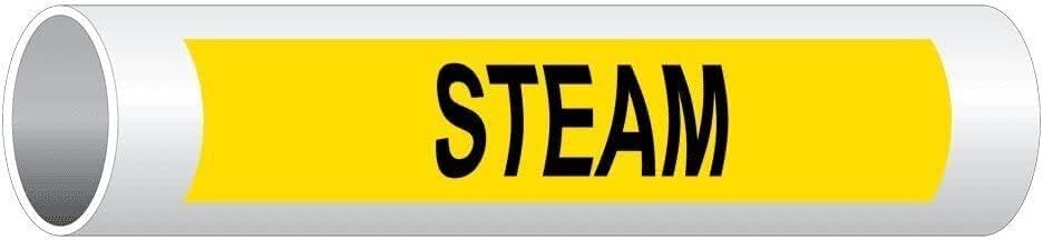 Steam (leyenda negra sobre fondo amarillo), etiqueta de tubo, 8 x 2 pulgadas, 5 unidades de vinilo para marcadores de tuberías