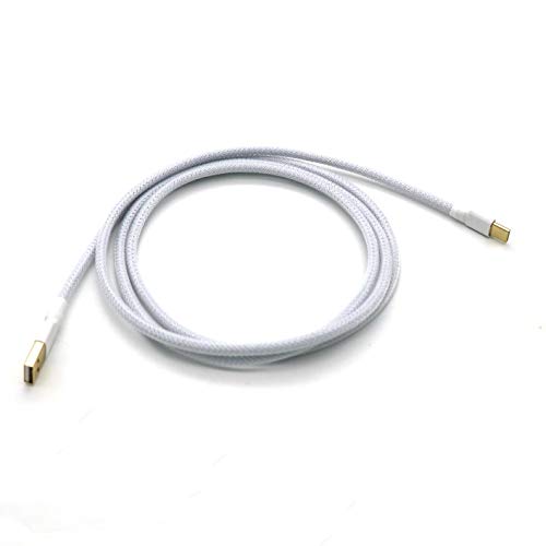Angitu Double Sleeved Cable TYPE C Cable for Mechanical Keyboard Cable (2.0m, White & Clear)