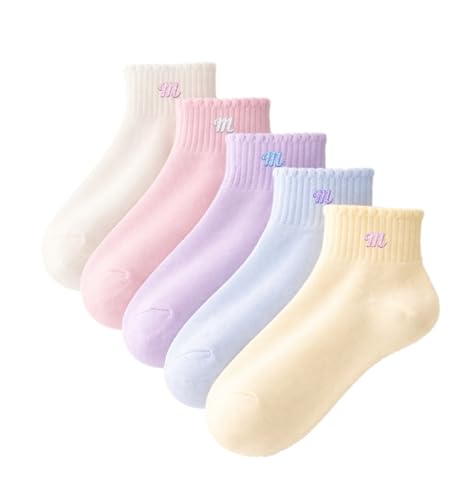 Image of Cotton Socks for Woman | Summer Socks for Women | Women Ankle Length Socks, Soft & Stretchable, Pastel Cute COLOURS, Lightweight Anti-Odor Daily Wear Gym Sports Athletic Socks