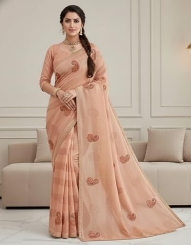 Image of Yashika Women's Georgette Art Silk Bandhej Zari Work Embroidered Saree | Women Sari