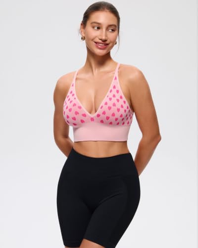 Image of Evercute Women's Sports Bras 3 /4 Pack Adjustable Deep V Neck Bras Wireless Spaghetti Strap Criss Cross Padded Low Support Bra