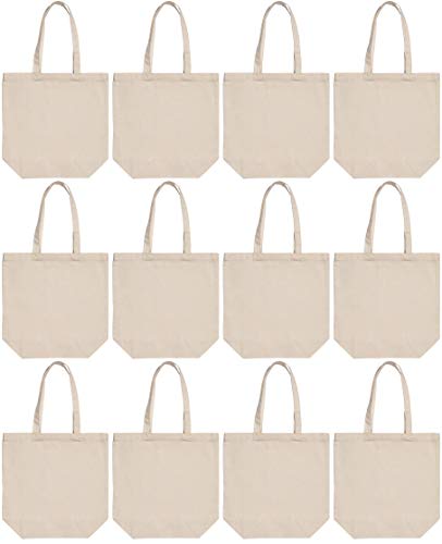 BUMBLE CRAFTS Large Canvas Tote Bag 12 Pack - 16