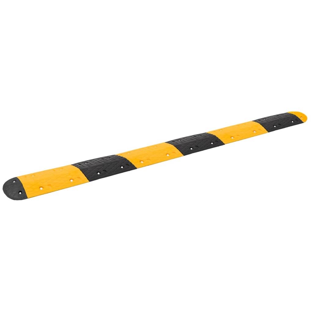 vidaXL Dosso Giallo e Nero 323x32,5x4 cm in Gomma, dissuasore di velocità, rallentatore, dosso in gomma, dosso artificiale, dosso stradale