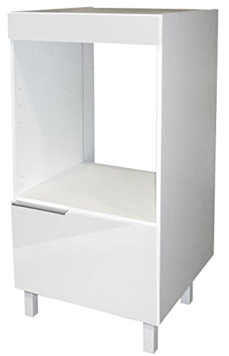 Berlioz Creations CD6FB Meuble Demi-Colonne pour Four Encastrable Blanc Haute Brillance 60 x 60 x 118 cm, Fabrication 100% Française
