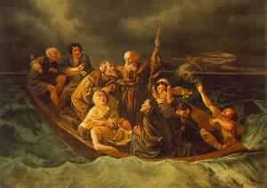 GFM Painting Reproducción de pintura al óleo pintada a mano de Lifeboat 1847,Pintura al óleo de Mihaly Zichy - 72 por 96 pulgadas