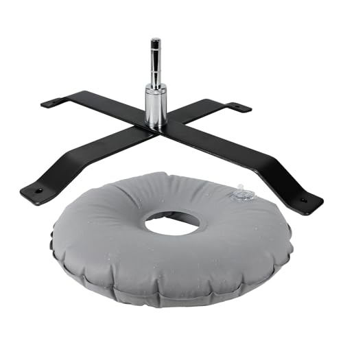 QSUM Cross Base Stand for Feather Flag, Feather Flag Weights Base, Stainless Steel Stand (Black)