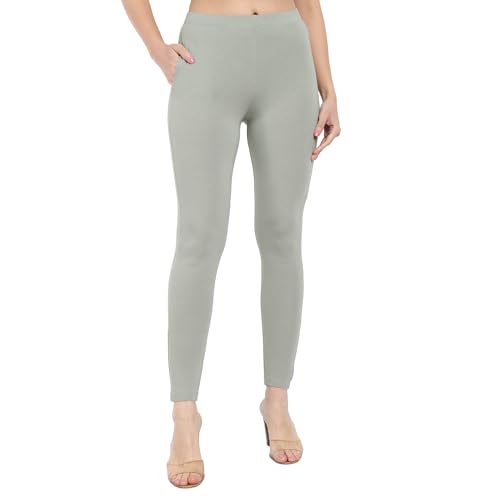 Image of ONE SKY Women Full Length Leggings | Cotton Modal Spandex Blend | High Waist Stretchable & Bio-Washed Fabric | Colour-Lock Technology | Comfortable Leggings for Women