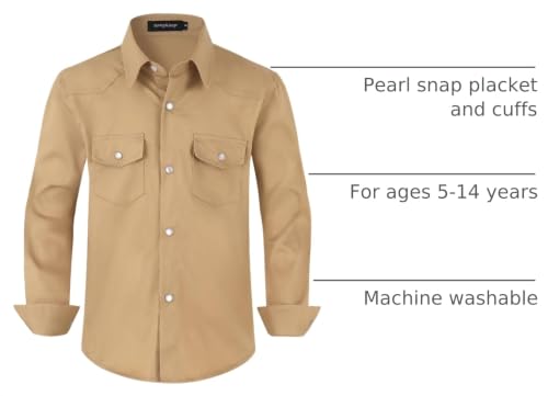 Image of Spring&Gege Boys' Long Sleeve Western Cowboys Pearl Snap Button Down Shirts (5-14 Years)