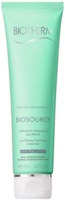 Biotherm Biosource Purifying Foaming Cleanser, Tonifying and Exfoliating Cleansing Gel with Biotech Plankton & Zinc for Radiant Skin, Toner, Gel, 5.1 Fl. Oz.