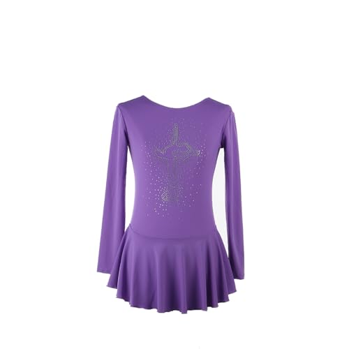 DIJITOO Vestido de patinação artística, fantasia confortável de competição de strass de cor sólida,