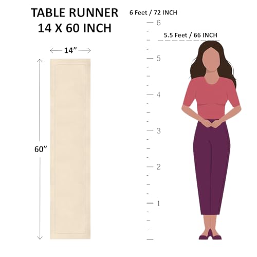 image for Solino Home Linen Checkered Table Runner 60 Inches - 100% Pure Linen B