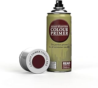 The Army Painter Colour Primer Chaotic Red, 400 mL Acrylic Spray Primer, Spray Paint Basecoat for Miniature Priming, Tabletop Roleplaying, Boardgames, and Wargames Miniature Modelling