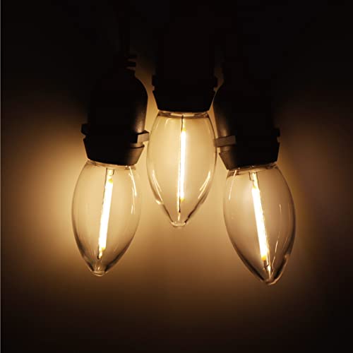 Meconard C9 Led Replacement Christmas Light Bulb, 25 Pack C9 Shatterproof Led Bulbs for Christmas Outdoor String Lights, E17 Intermediate Base, Commercial Grade Holiday Bulbs, Warm White