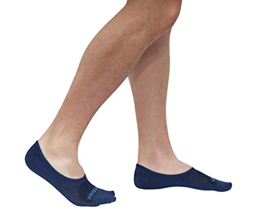 Zerosock Mens Bamboo Super Low Invisible Socks With Mesh Ventilation With Anti-Slip Gel Heel Grip (4 Pairs Per Box) (Men's Size 10.5-12, Navy Blue) #TOP7